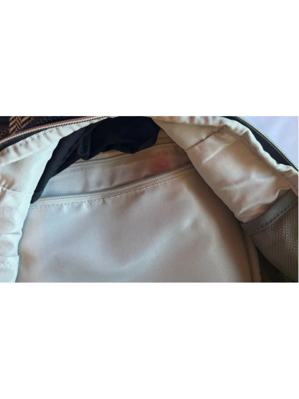 Itzy Ritzy Diaper Bag Large Boss Backpack Bottle Pocket Herringbone Coffee Cream